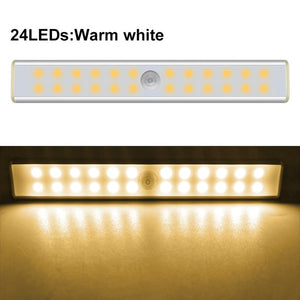 24 40 60 LED Closet Light USB Rechargeable Under Cabinet Lightening Stick-on Motion Sensor Wardrobe Light with Magnetic Strip
