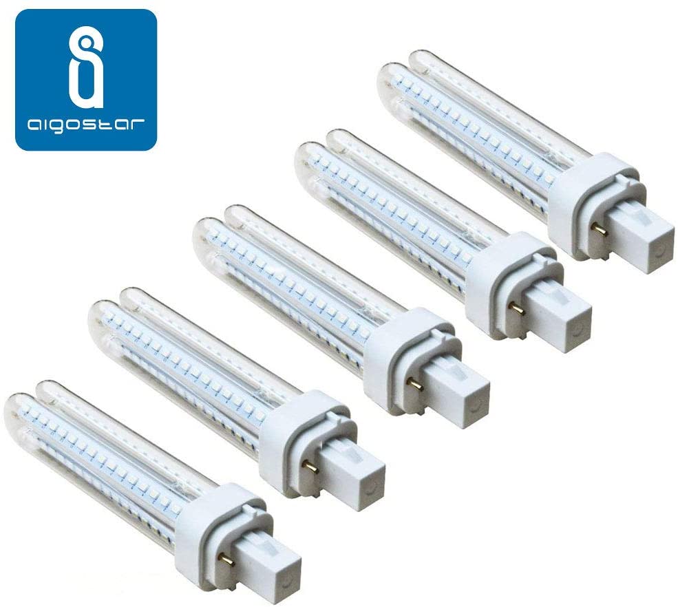 Envio 24-48hrs-Pack 5 bulbs Aigostar 183646 LED PLC 2U 12W LED bulb Maiz G24 6400K [class efficiency Energy A +] [
