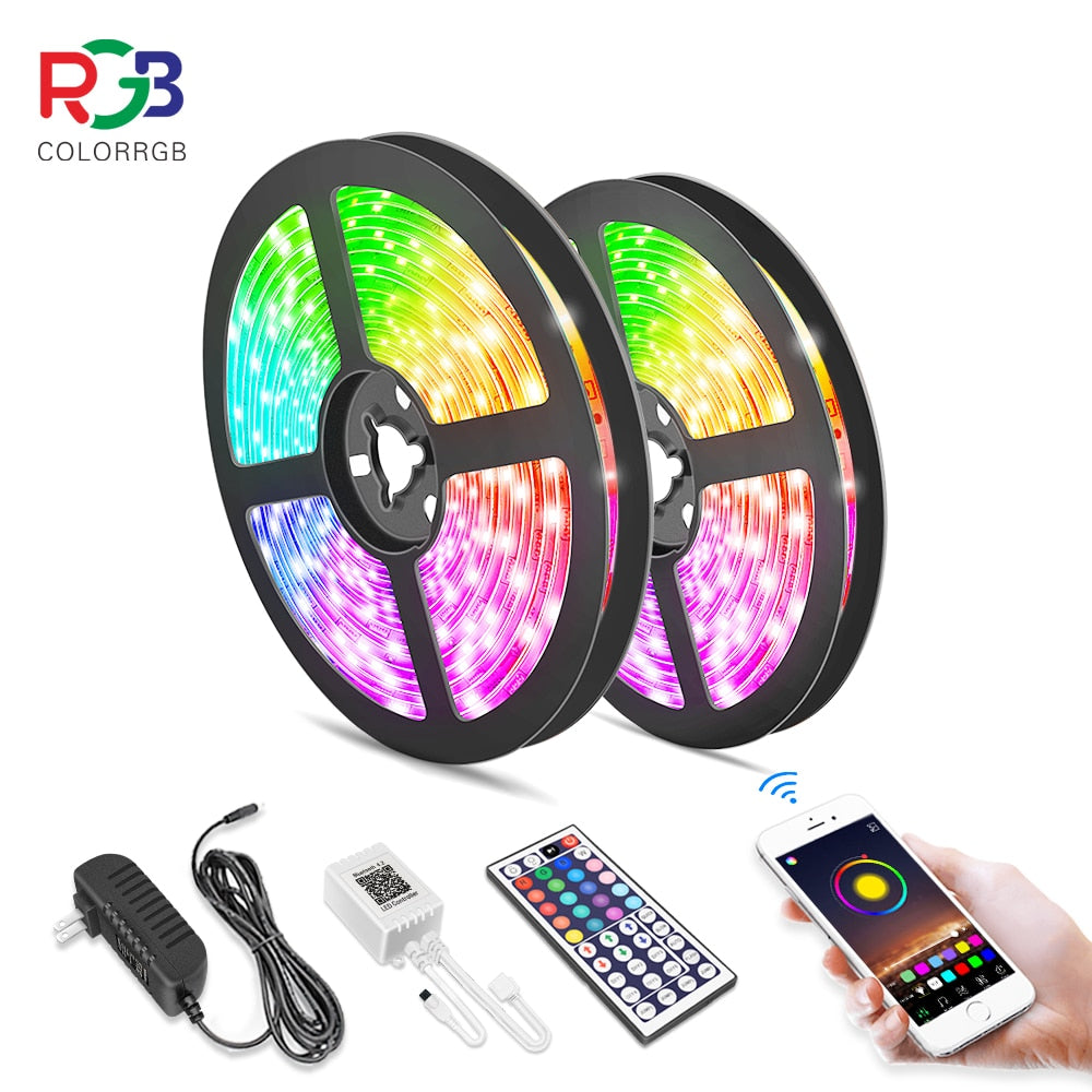 5M 10M LED Strip Light RGB 5050 Flexible Ribbon Fita Led Light Strip RGB  Tape Diode DC 12V+ Remote Control